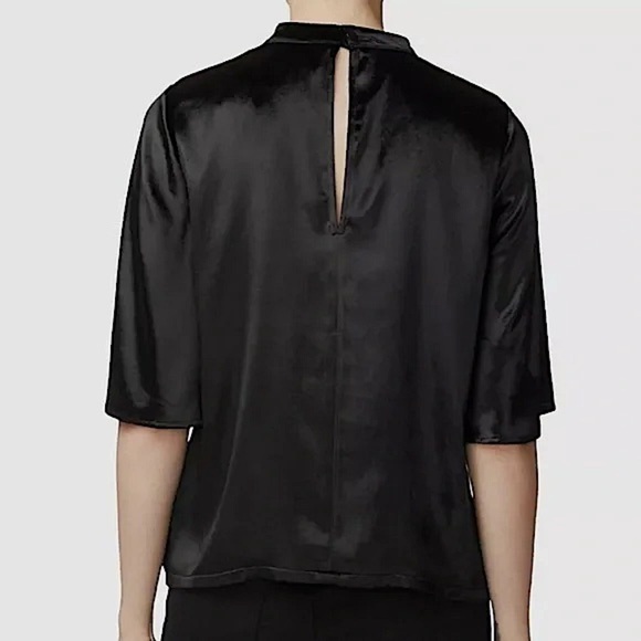 NWT J BRAND Plush Velvet Mockneck Keyhole Cutout Relaxed Fit Short Sleeve Top XS - Picture 3 of 7